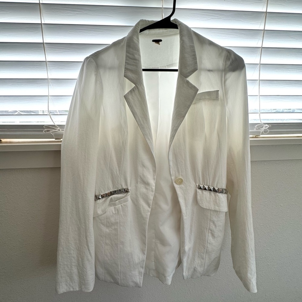 Free People white blazer with silver studded detail